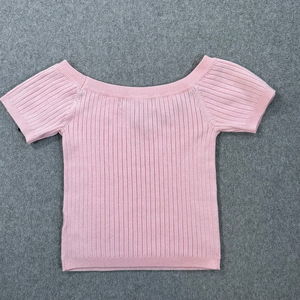 Forever 21 Short Sleeve Ribbed Baby Tee Shirt Size Small Pink Stretch Cropped